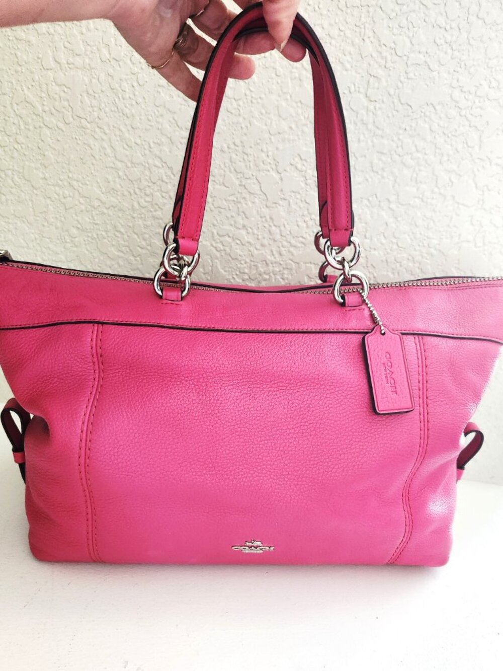 Like New Coach Lenox Pink Leather 2/Way Shoulder Bag Satchel Purse
